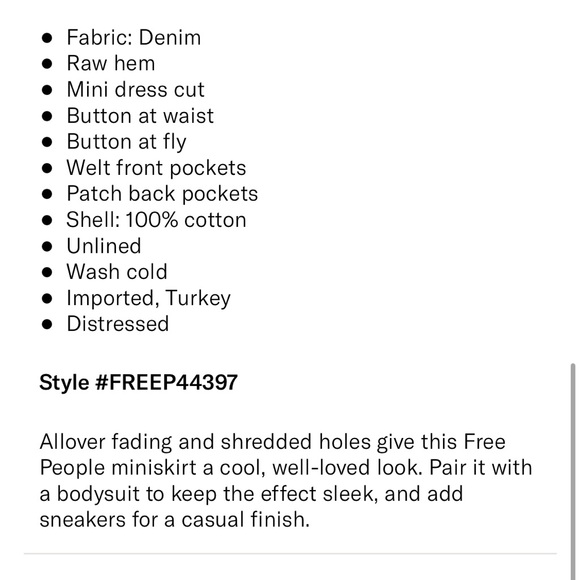 Free People Denim a-line mini skirt distressed - Picture 7 of 10